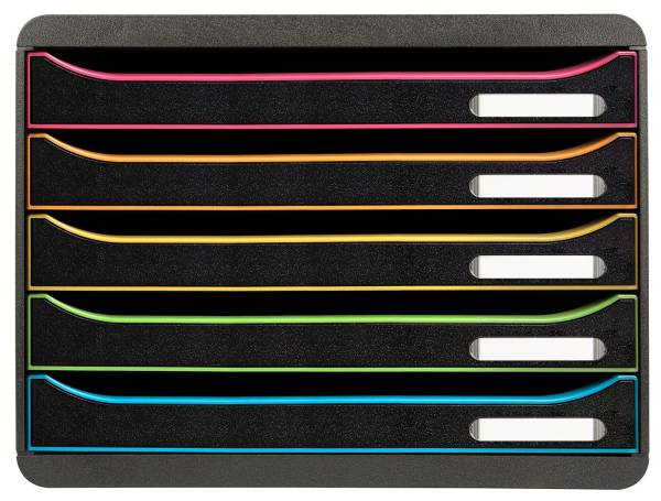 EXACOMPTA Schubladenbox Big-Box Plus 308914D schwarz/Harlekin, 5 Schubl.