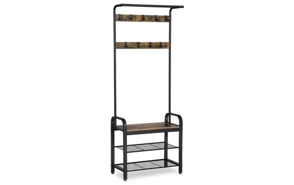 VASAGLE Garderobenständer mit Schuhablage 183 x 72 cm, Dunkelbraun