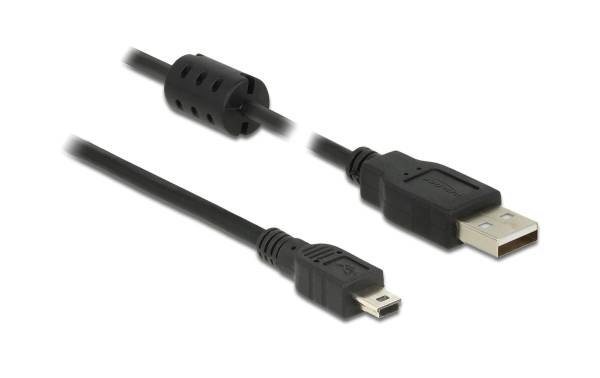 Delock USB 2.0-Kabel mit Ferritkern USB A – Mini-USB B 1 m