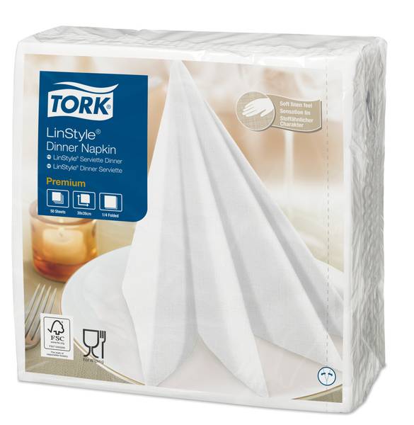 TORK-478711 Premium LinStyle Dinnerservietten Weiss –