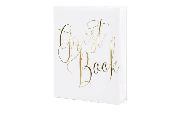 Partydeco Gästebuch Guest Book 20 x 24.5 cm, Weiss/Gold