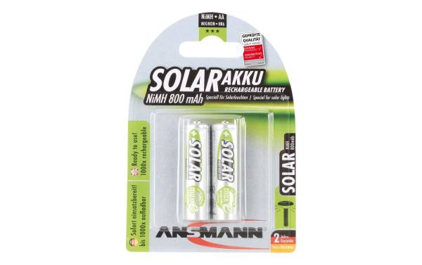 ANSMANN Solar NiMH Akku, Mignon AA, 800 mAh, 2er Blister