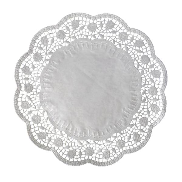 Deko-Tortenspitze (PAP) rund weiß 40cm – 100 Stück