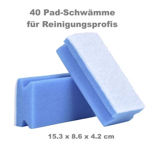 40x Schwamm-Pad breit (15,3 x 8,6 x 4,2cm) kratzfrei – Blau