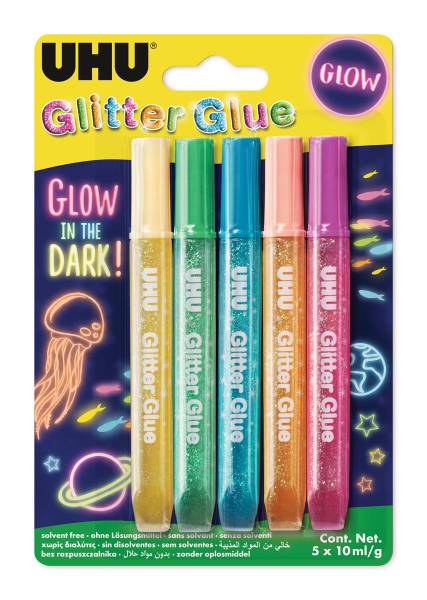 Glitter Glue Glow 5 Farben UHU 48210