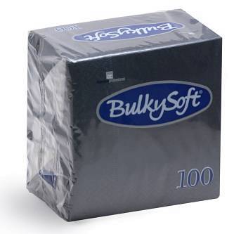 Servietten Lunch Bulkysoft, 2-lagig, schwarz, 38x38cm, 1/4 Falz - Karton à 20 Pack / Pack à 100 Serv