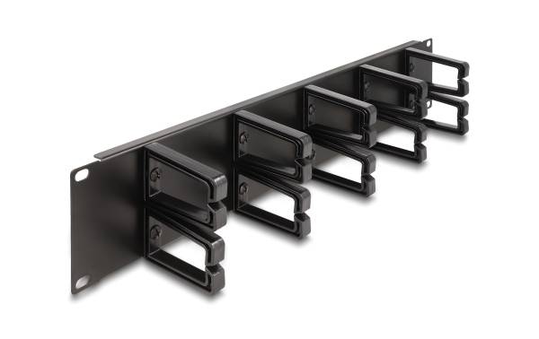 Delock Kabelführungspanel 10 Kunststoffbügel 2 HE 19 Rack, Schwarz