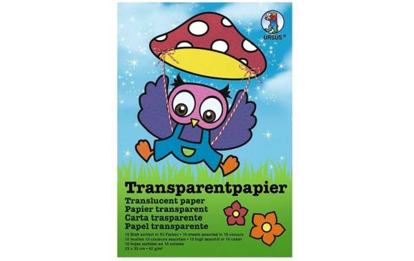 Transparentpapier 23x33cm 42g, 10 Farben ass. 10 Blatt URSUS 8230099