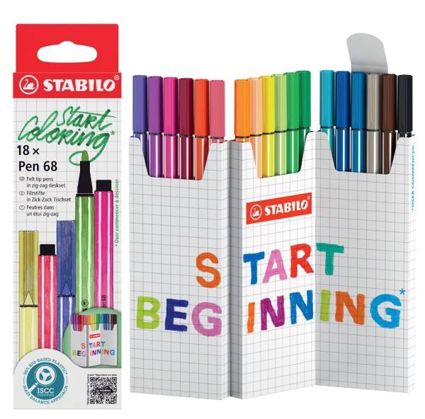 STABILO Fasermaler Pen 68, 18er Zick-Zack Tischset