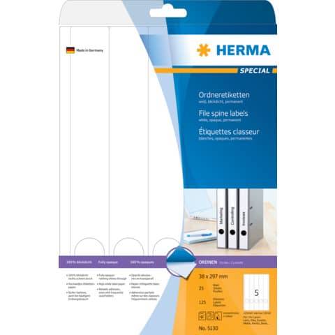 HERMA Ordnerrücken-Etiketten SPECIAL, 297 x 38 mm, weiß