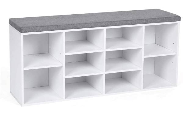 VASAGLE Schuhregal mit Polster, 104 x 48 cm, Weiss