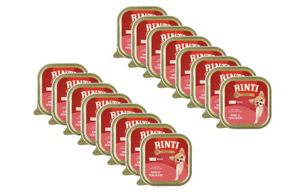 Rinti Nassfutter Gold Mini Rind & Perlhuhn, 16 x 100 g