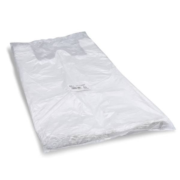Hemdchen-Tragetasche (HDPE) weiß 30+18 x 55cm 10kg – 100 Stück