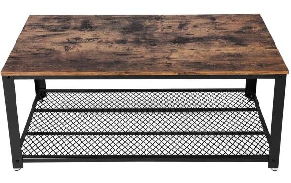 VASAGLE Beistelltisch mit Gitterablage 106.2 x 45 cm, Braun/Schwarz