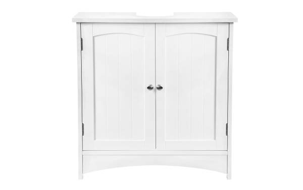 VASAGLE Waschbeckenunterschrank mit Doppeltür aus MDF, Weiss