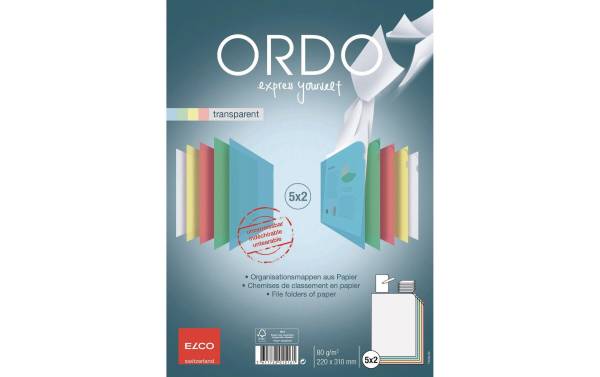 Sichthülle Ordo transparent A4 5-farbig assort. 5x2 Stück ELCO 73696