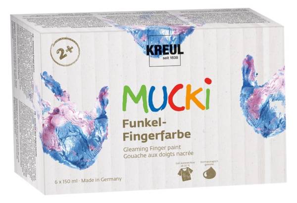 KREUL Funkel-Fingerfarbe 'MUCKI', 150 ml, 6er-Set