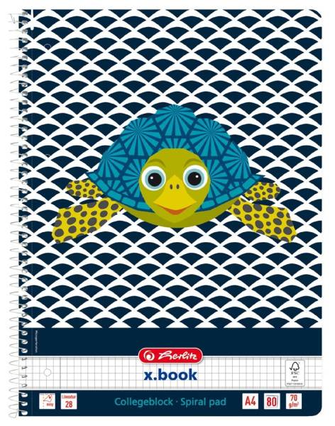 herlitz Collegeblock 'Cute Animals Turtle', DIN A4, kariert