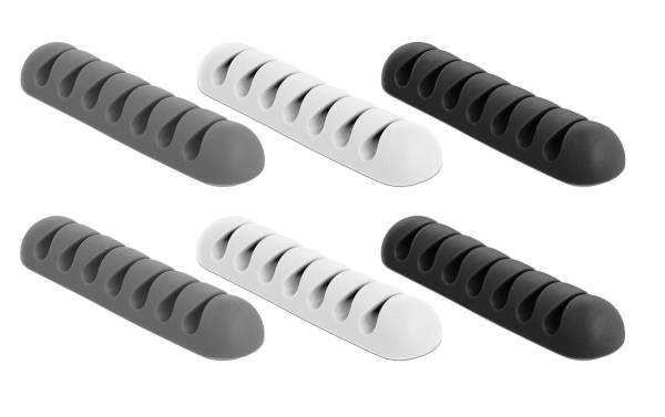 Delock Kabelhalter 4 mm, 3×2 Stück, weiss, grau, schwarz, 7 Durchf