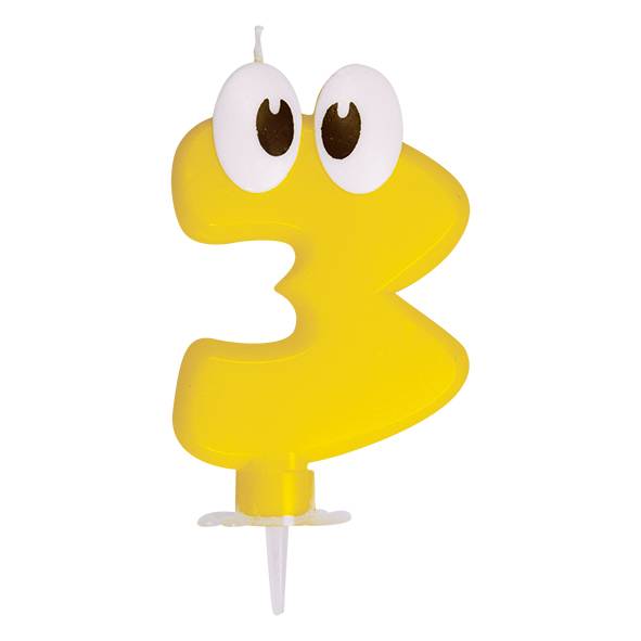 Zahlenkerze mit Halter -3- 80mm – 1 Stück