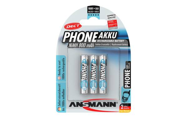 ANSMANN maxE NiMH Akku, Micro AAA, 800 mAh, 3er Blister