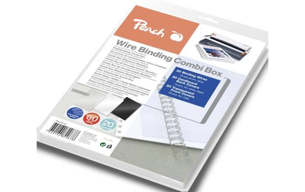 Peach Binderücken PW079-07 8 mm Combi Box Draht Silber, 20 Stück