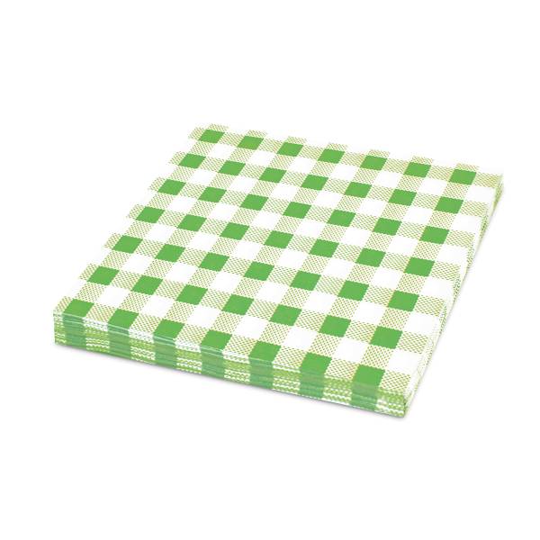 Serviette 1-lagig Karo grün 33 x 33 cm – 100 Stück