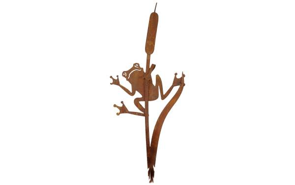 Ambiance Gartenstecker Frosch an Schilfkolben, 90 cm
