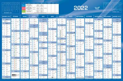 QUO VADIS Wandkalender, 650 x 430 mm, blau, 2024
