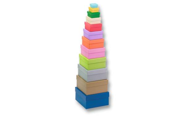 folia Geschenkboxen "Eckig", 12 Stück Größen/Farben sortiert