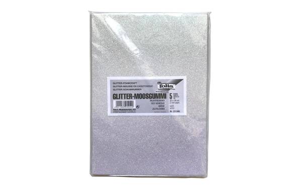 Folia Moosgummi-Set Glitter 5 Stück, Weiss