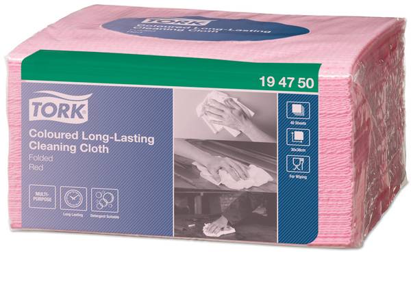 TORK-194750 Langlebige Farbige Reinigungstücher – W8 – Rot