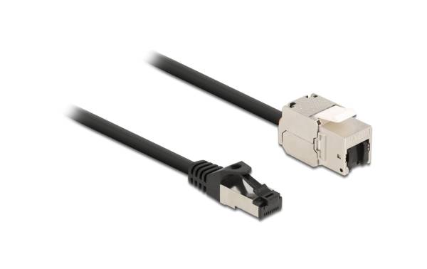 Delock Patchkabel RJ45 zu Keystone Cat 6A, S/FTP, 0.25 m, Schwarz