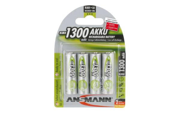 ANSMANN NiMH Akku, Mignon AA, 4er Blister, 1.300 mAh