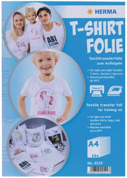 HERMA T-Shirt Transferfolie, DIN A4, dunkle Textilien, weiß