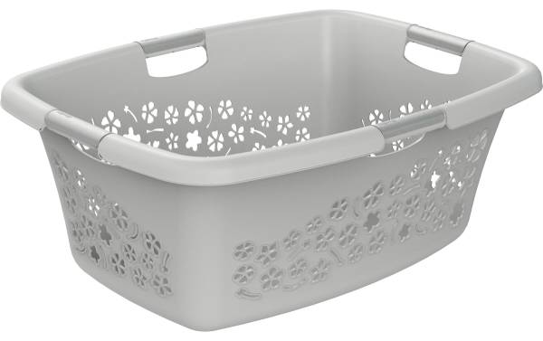Rotho Wäschekorb Flowers Hellgrau, 50 l