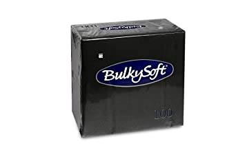 Servietten Bulkysoft, 3-lagig, 1/4 Falz, schwarz, 40x40cm - Karton à 10 Pack / Pack à 100 Servietten