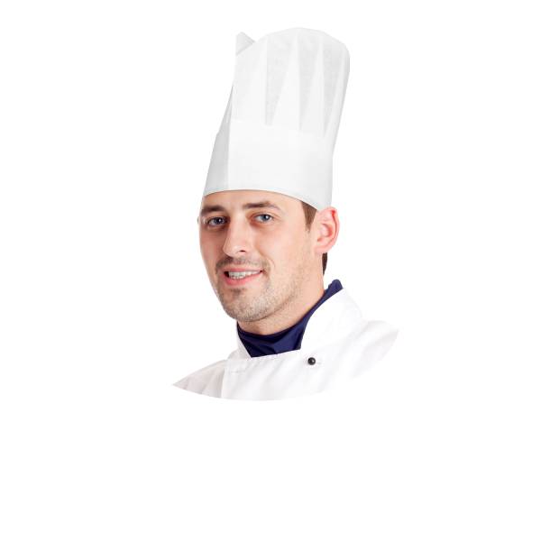Kochmütze (PAP) weiß 23cm – 10 Stück