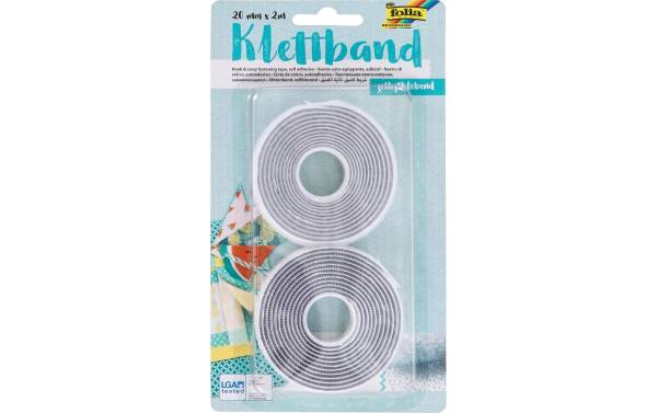 folia Klettband, 20 mm x 2 m, selbstklebend, weiß