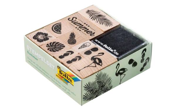 folia Motivstempel-Set "Summer", aus Holz, 13-teilig