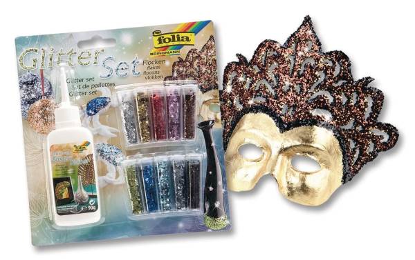 folia Glitter-Set "Flocken", inkl. Dekokleber