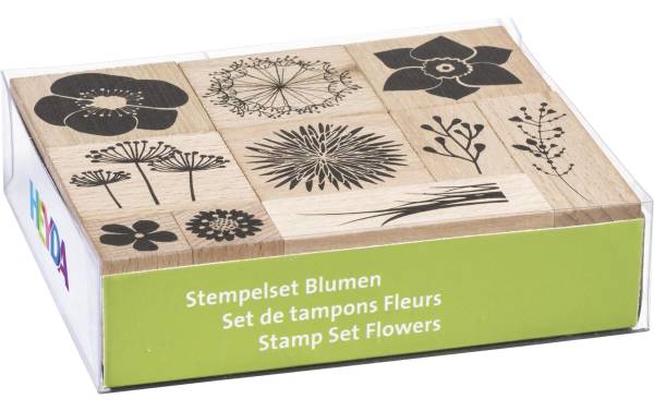 Heyda Motivstempel-Set Blumen 10 Stück, 12 x 10 x 3 cm