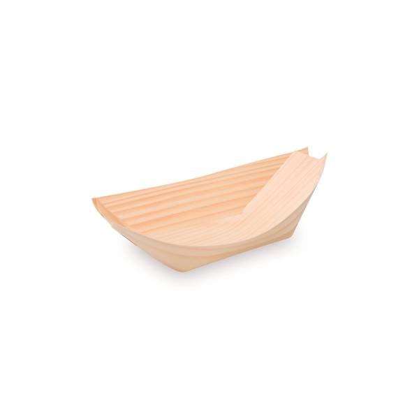 Fingerfood-Schale aus Holz Schiffchen 13 x 8 cm – 100 Stück