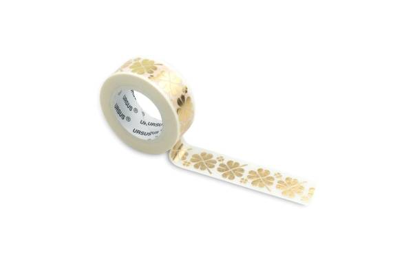 URSUS Washi Tape Kleeblatt, Gold; Weiss