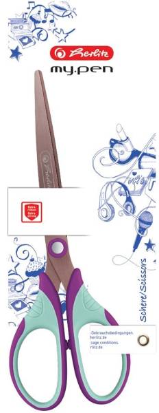 herlitz Schere my.pen, spitz, blau/weiß