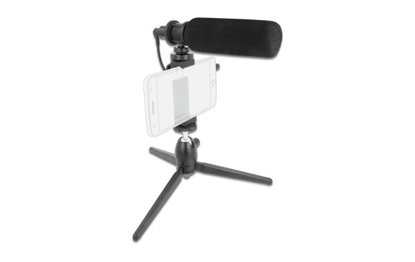 Delock Mikrofon Vlog Shotgun Set für Smartphones und DSLR Kameras