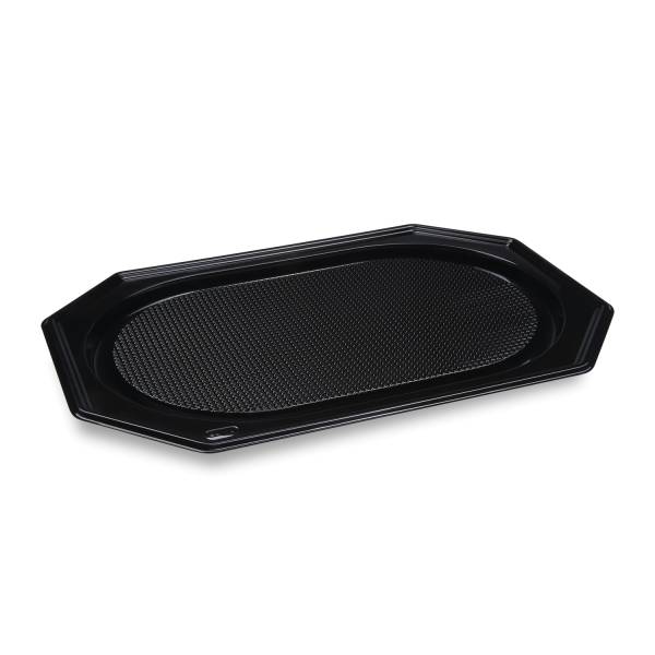 Catering-Platte (rPET) oval schwarz 54 x 36 cm - 10 Stück