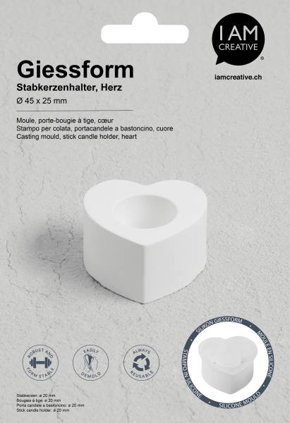 I AM CREATIVE Silikon Giessform 1704.25 Kerzenhalter Herz