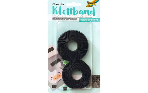 folia Klettband, 20 mm x 2 m, selbstklebend, schwarz