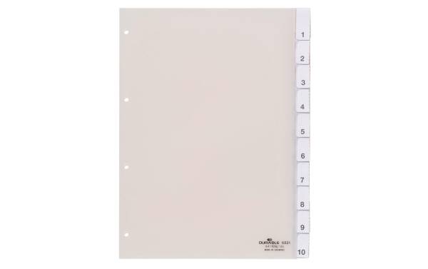 DURABLE Kunststoff-Register, A4, 10-teilig, transparent